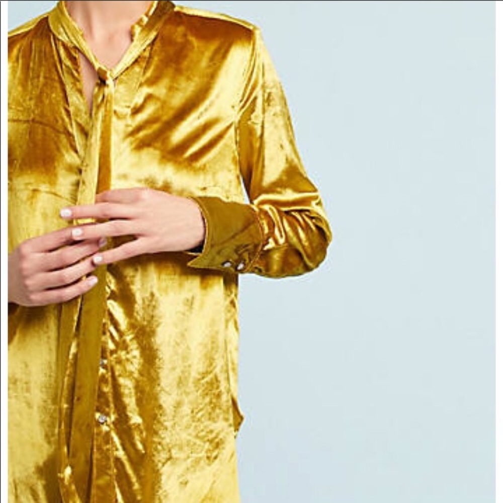 Chartreuse velvet button down